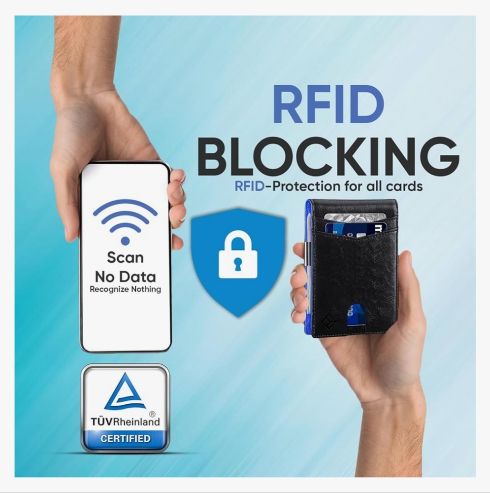 ZAYUCA RFID BLOCKING WALLET BLACK BLUE NIB - Picture 4 of 5